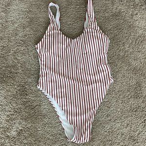 Retro Red and white stripped full piece swimsuit